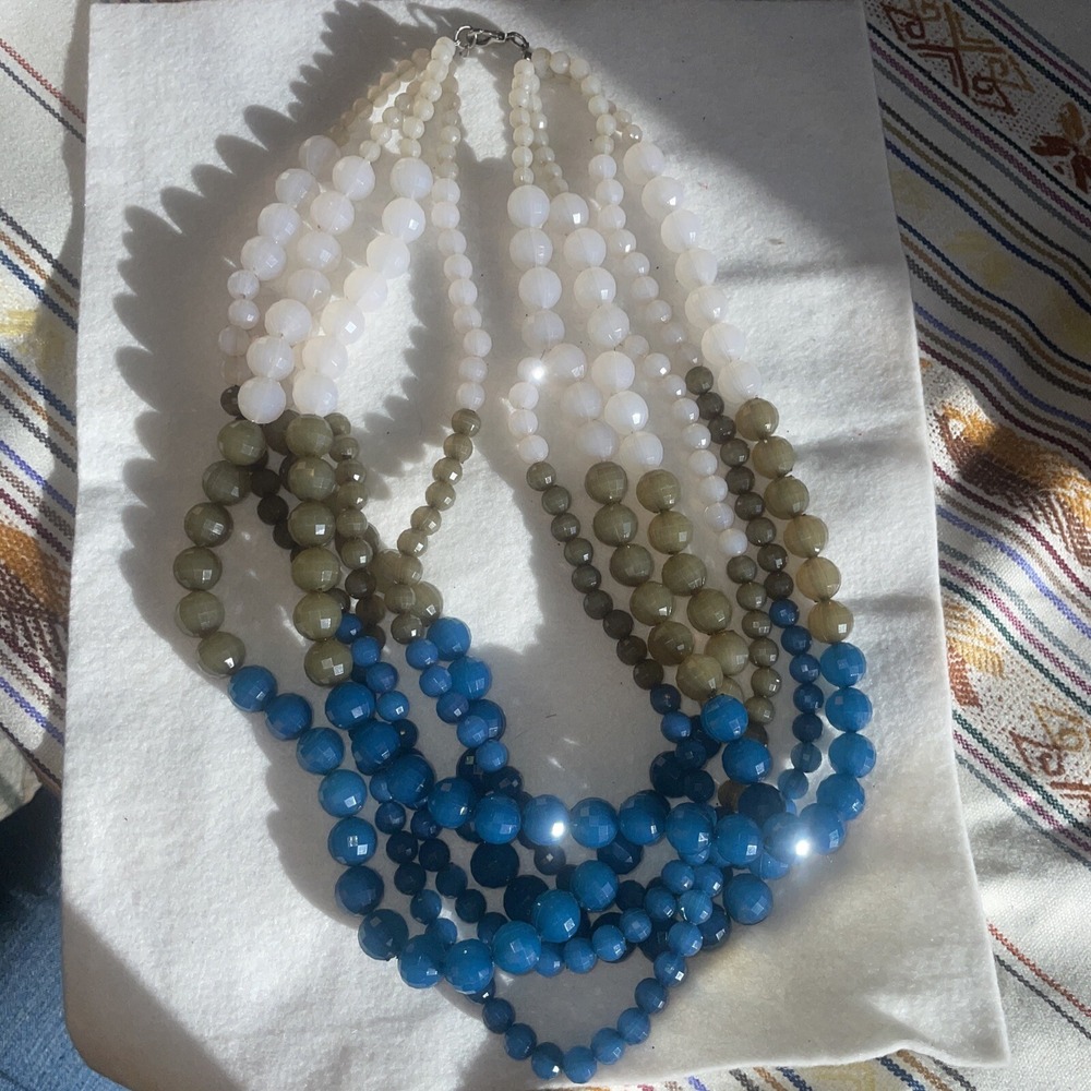 Multistranded Statement Necklace. Multi-faceted For High Luster.